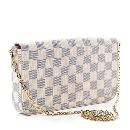 Louis Vuitton Damier Azur Pochette Felicie Chain Wallet Rose Ballerine 3 of 11