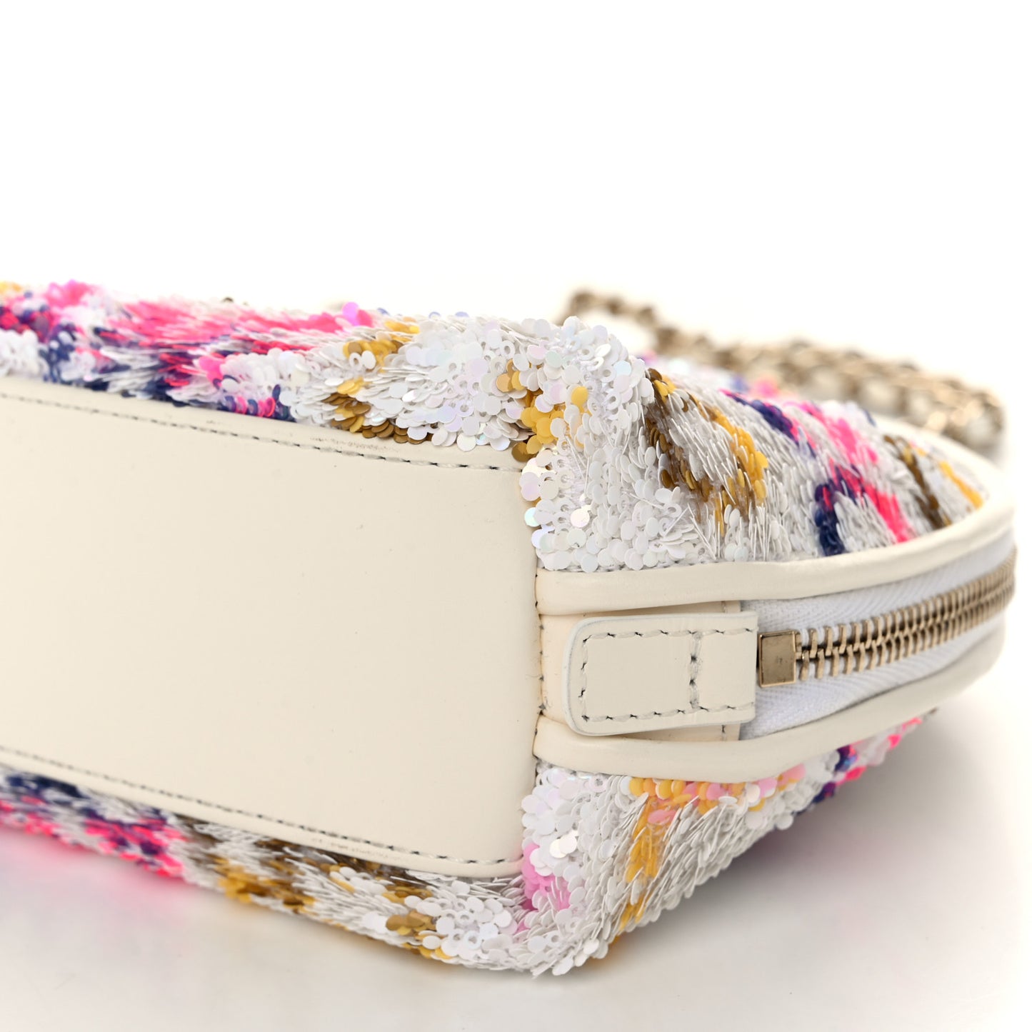 Sequin Logo CC Crossbody Bag White Multicolor