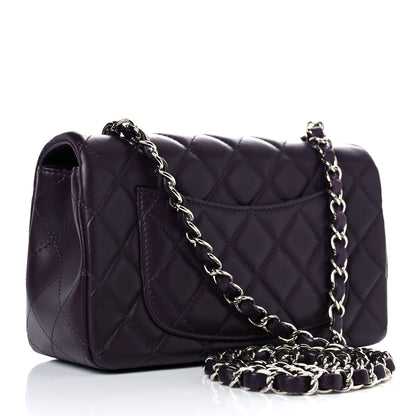 Chanel Lambskin Quilted Mini Rectangular Flap Dark Purple 3 of 13