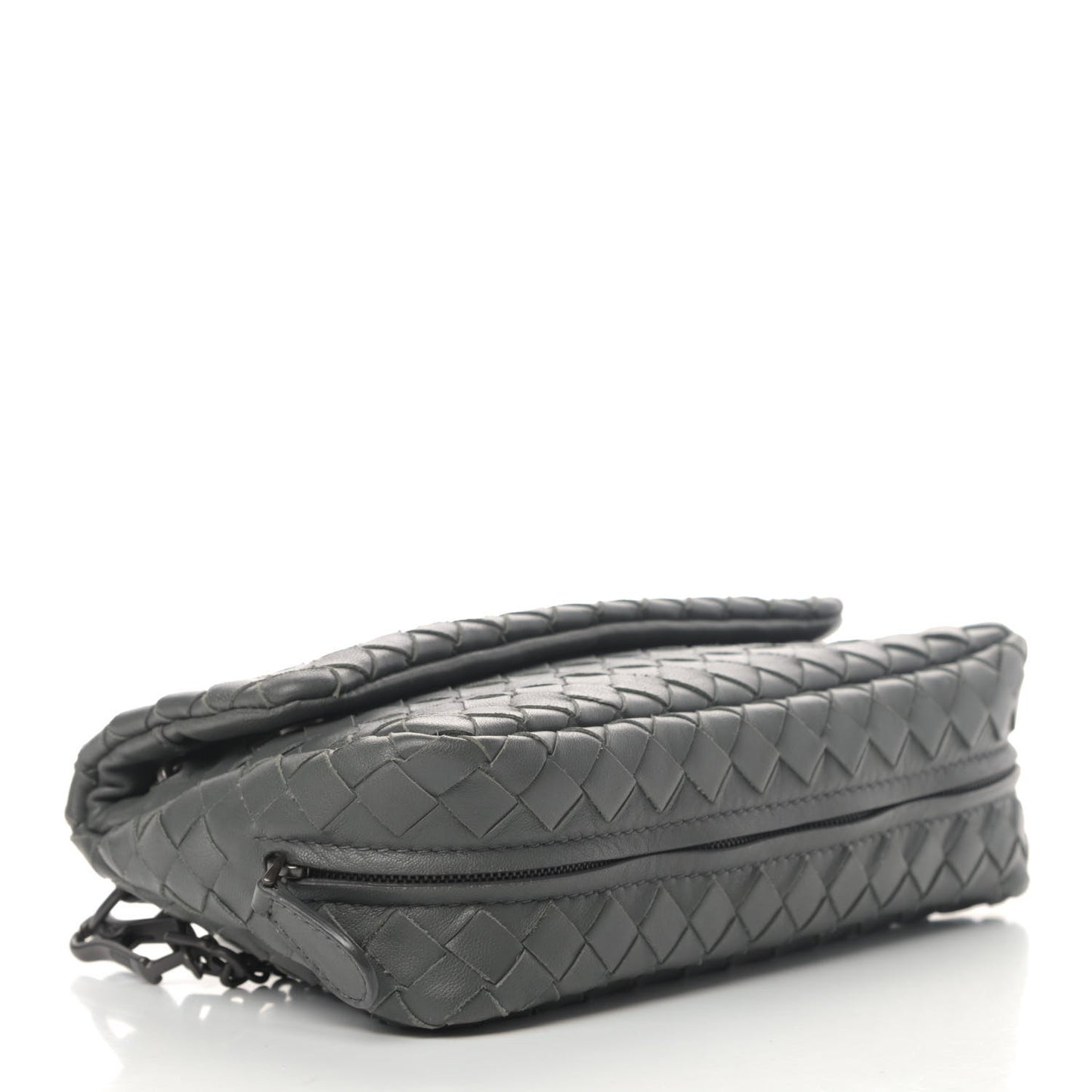 Nappa Intrecciato Small Chain Crossbody Light Grey