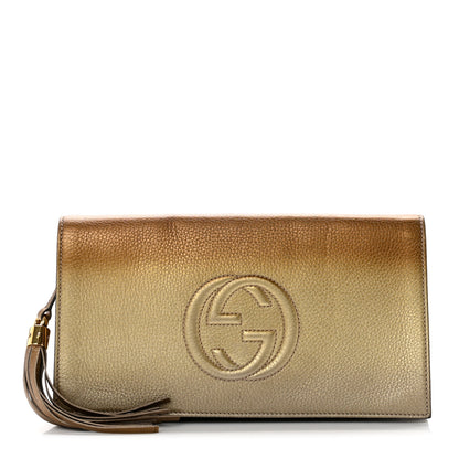 Gucci Metallic Pebbled Calfskin Medium Soho Clutch Gold Ombre 1 of 7