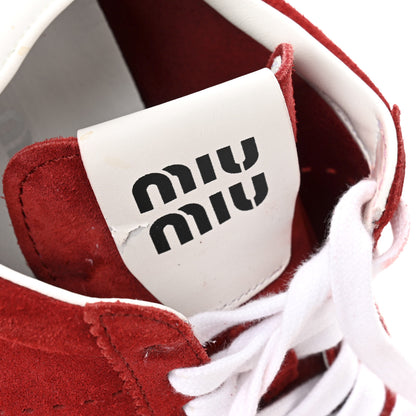 Miu Miu Camoscio Womens Plume Sneakers 40 Red 9 of 9