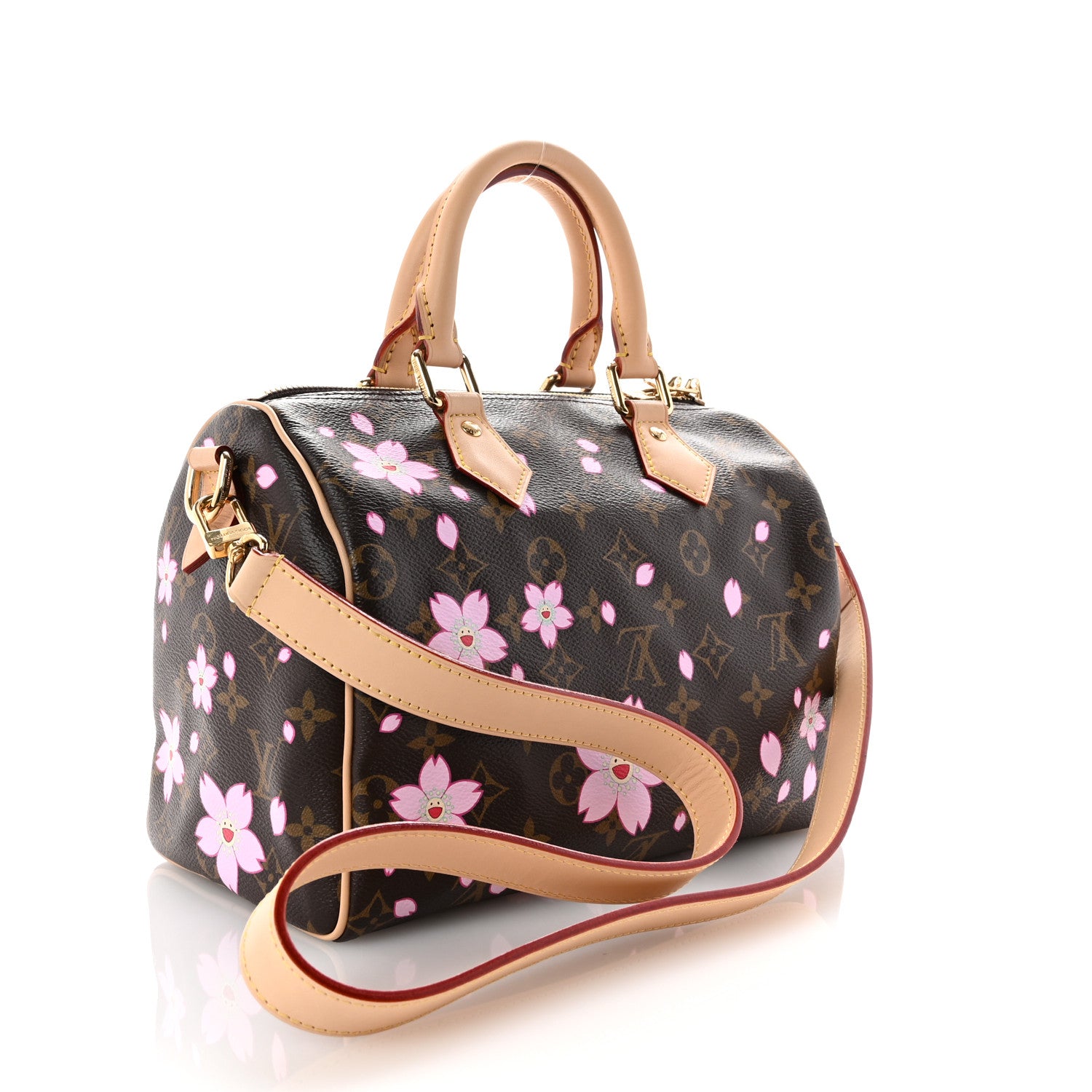 Louis Vuitton LV X TM Monogram Cherry Blossom Speedy Bandouliere 25 Sakura Brown 3 of 9