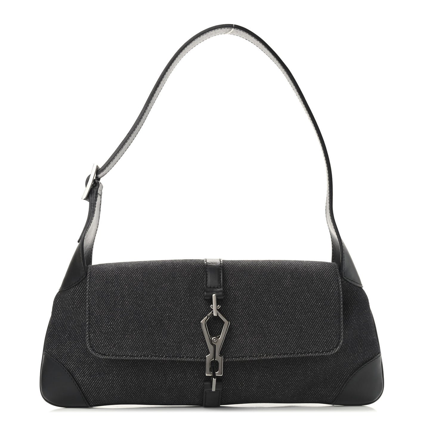 Denim Calfskin Small Jackie O Hobo Black
