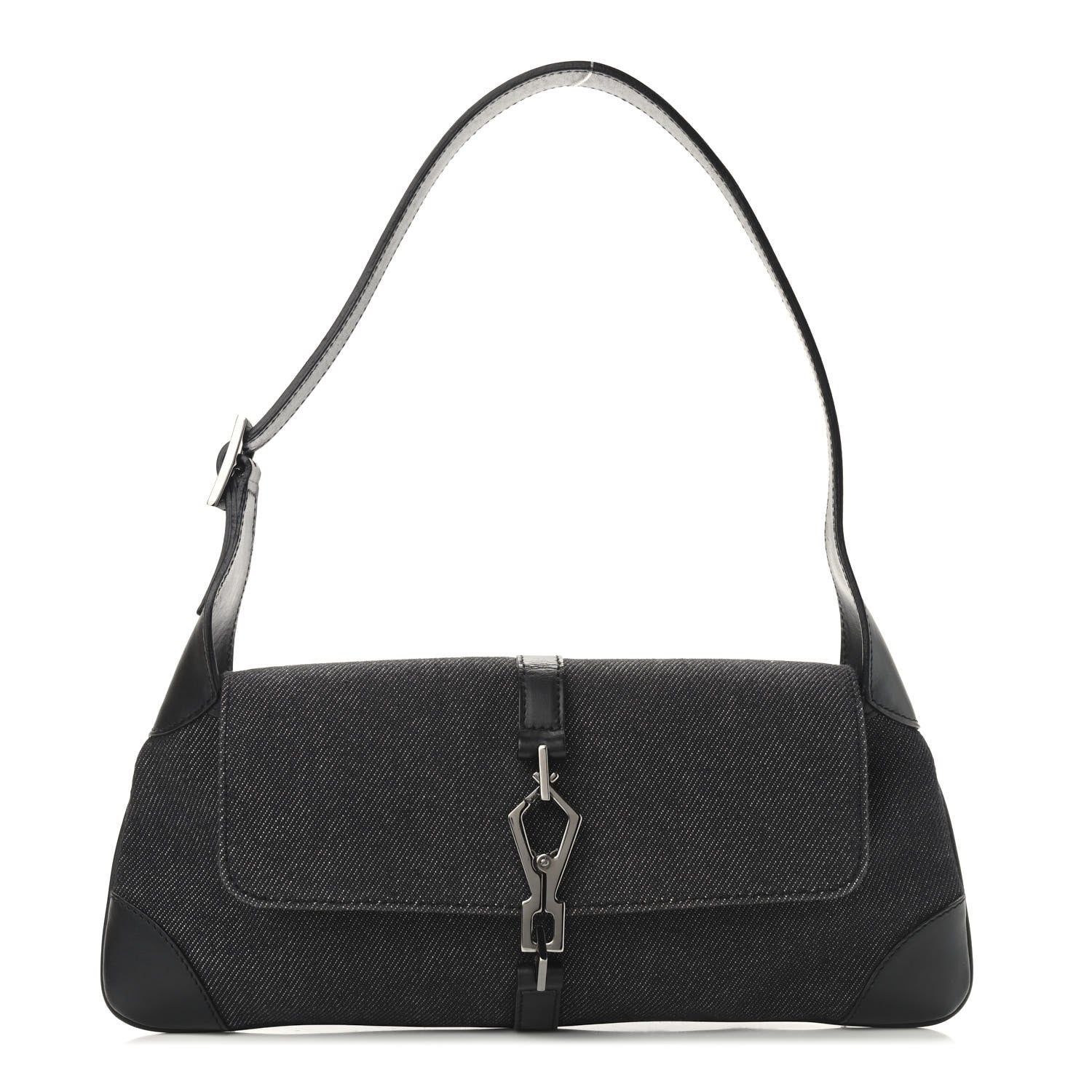 Gucci Denim Calfskin Small Jackie O Hobo Black 1 of 9