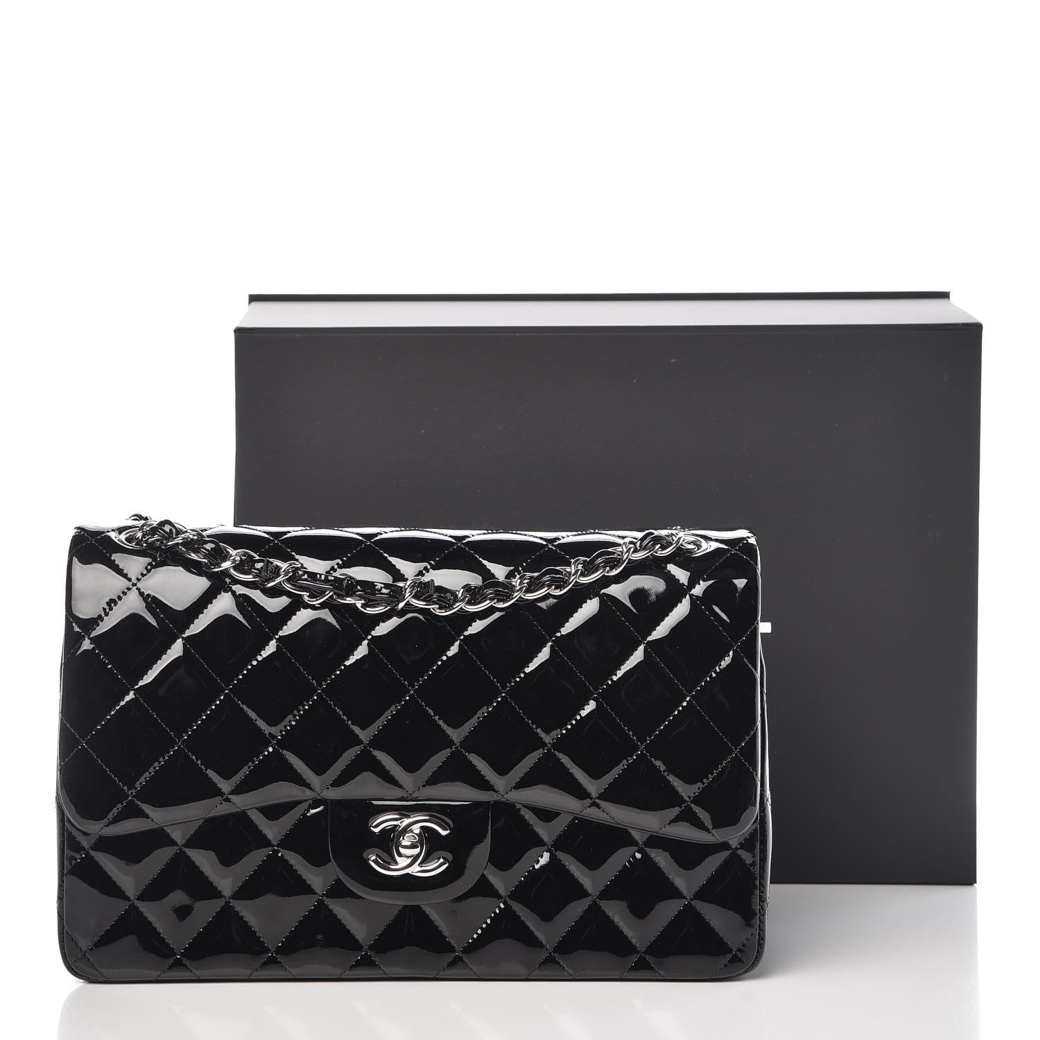 Chanel Patent Quilted Jumbo Double Flap Black 10 of 10