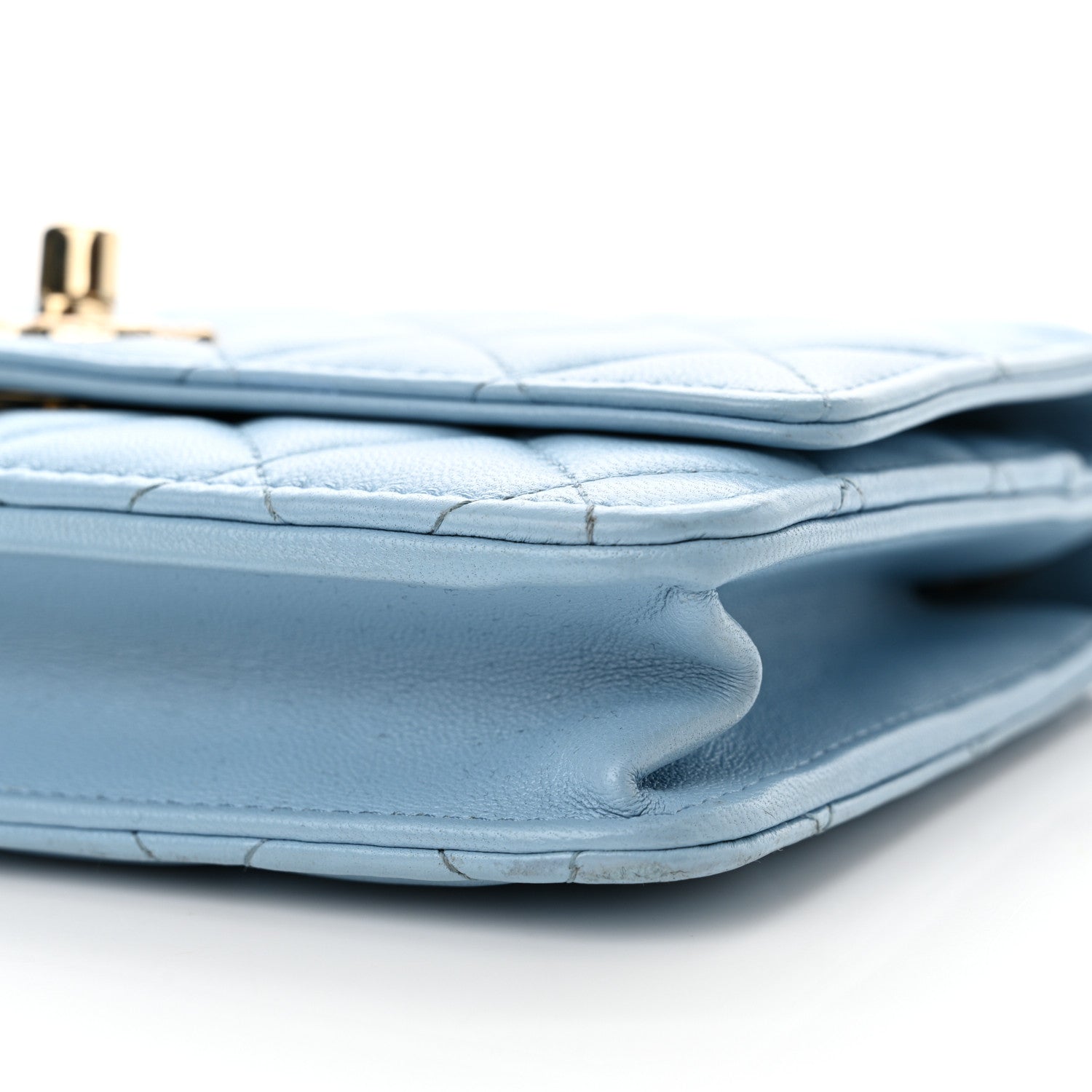 Chanel Lambskin Quilted Trendy CC Wallet On Chain WOC Light Blue 11 of 13