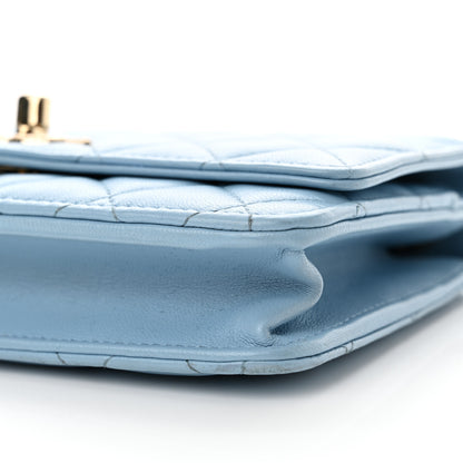Chanel Lambskin Quilted Trendy CC Wallet On Chain WOC Light Blue 11 of 13