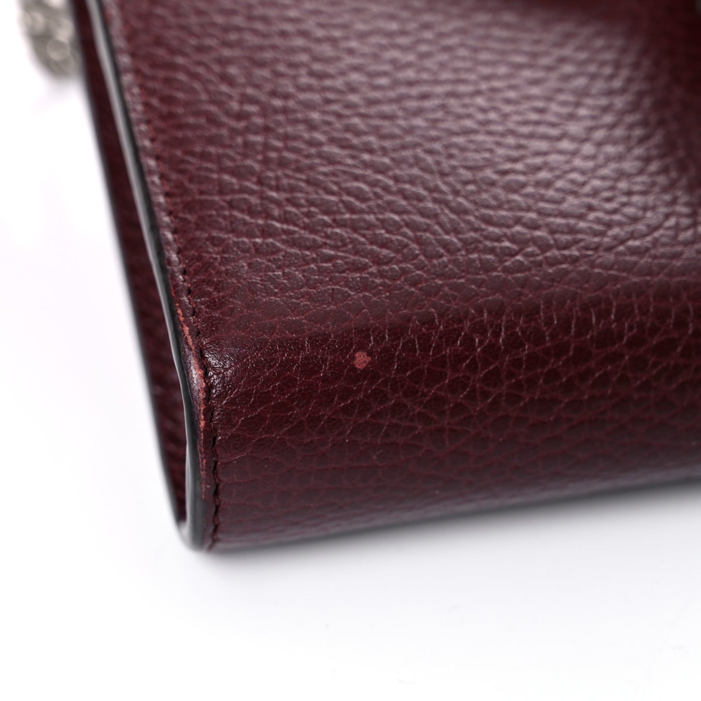 Dollar Calfskin Crystal Mini Dionysus Chain Wallet Vintage Bordeaux