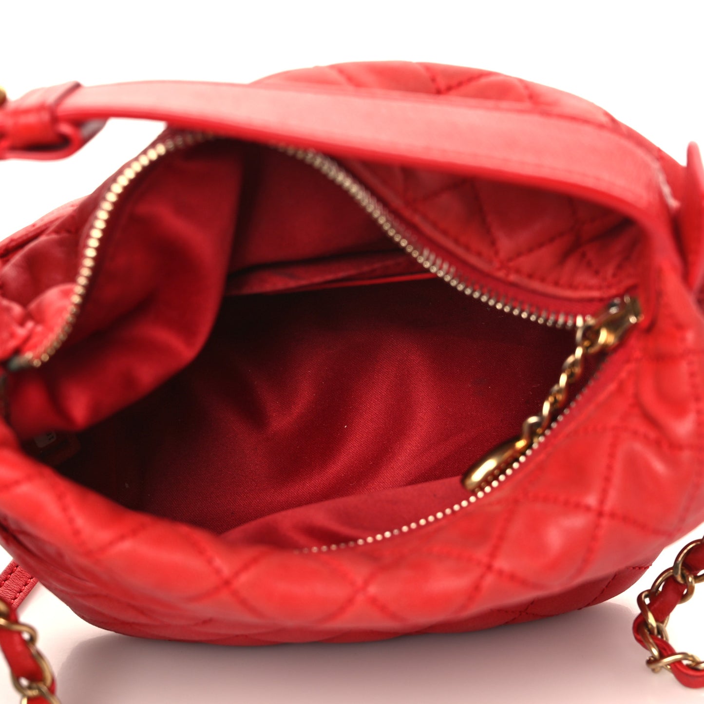 Lambskin Quilted Small Hobo Red