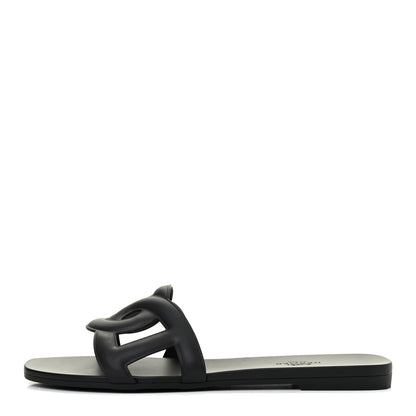 Hermes Rubber Aloha Sandals 38 Black 1 of 10