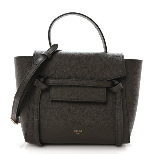 Grained Calfskin Nano Belt Bag Grey