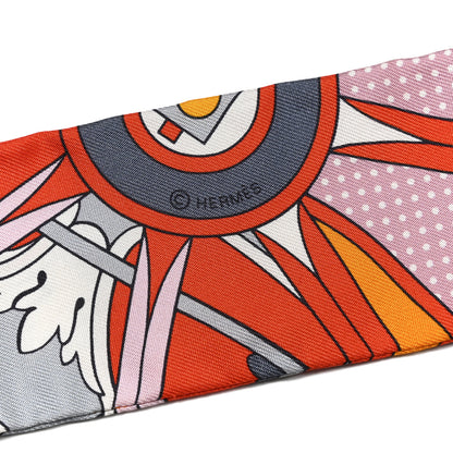 Hermes Silk Washington's Carriage Detail Twilly Orange Jaune 4 of 4