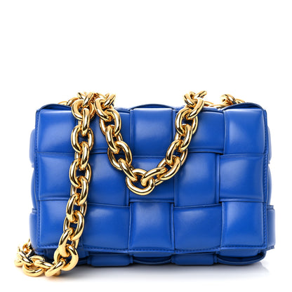 Bottega Veneta Lambskin Maxi Intreccio Padded Chain Cassette Crossbody Bag Cobalt 1 of 9