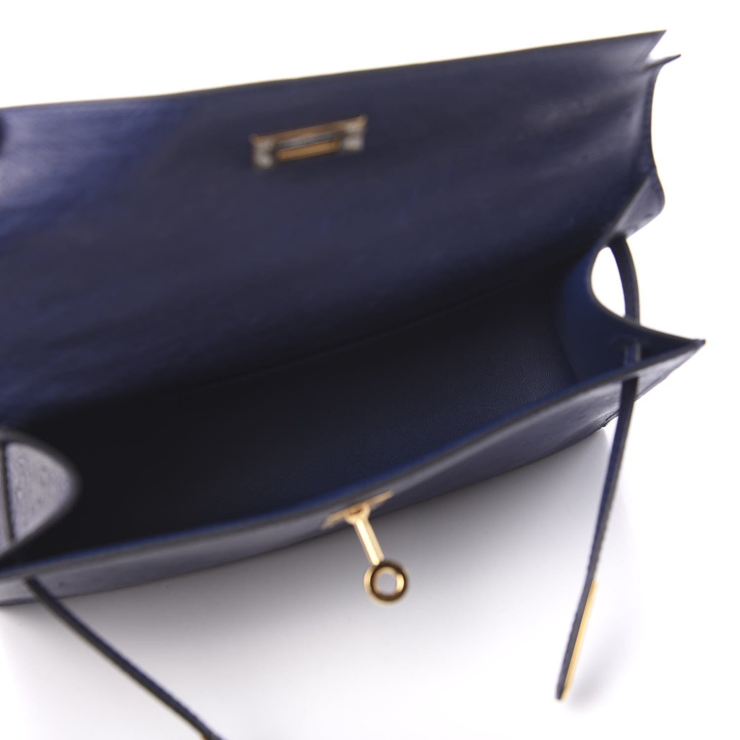 Hermes Ostrich Kelly Pochette Clutch Bleu Iris 6 of 30