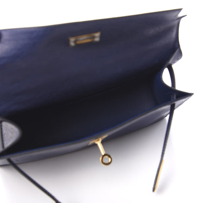 Hermes Ostrich Kelly Pochette Clutch Bleu Iris 6 of 30