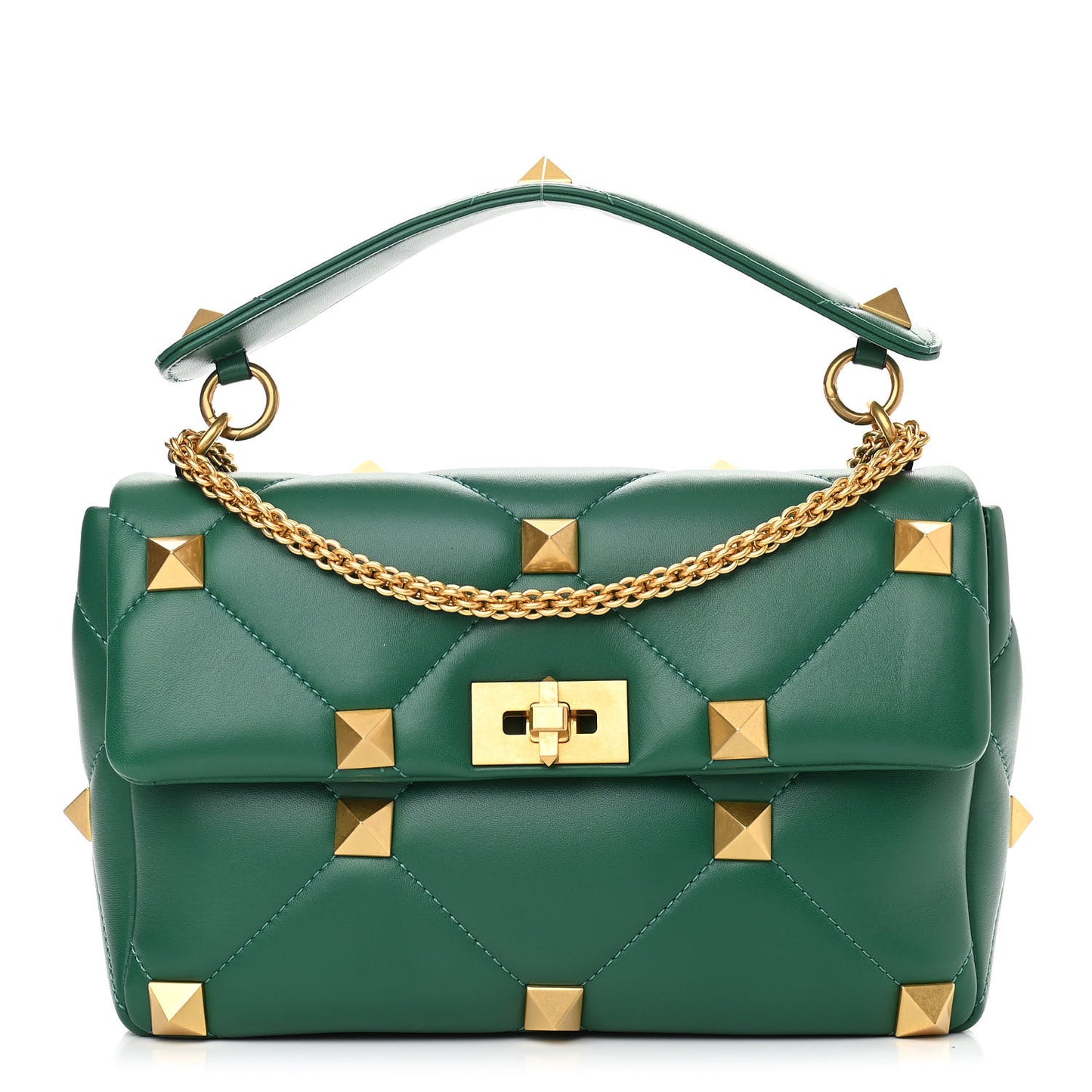 Nappa Large Roman Stud Shoulder Bag Jungle