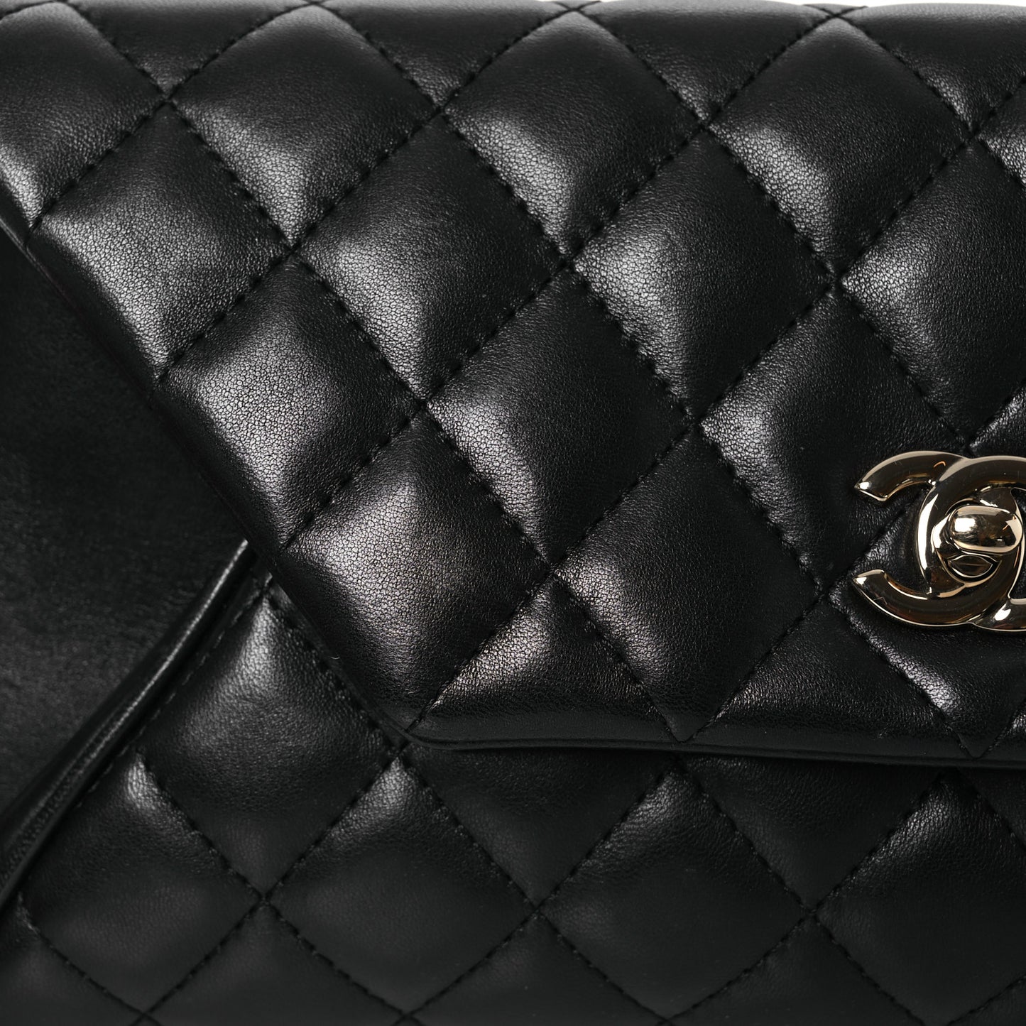 Lambskin Quilted Fold Up Again Clutch Black