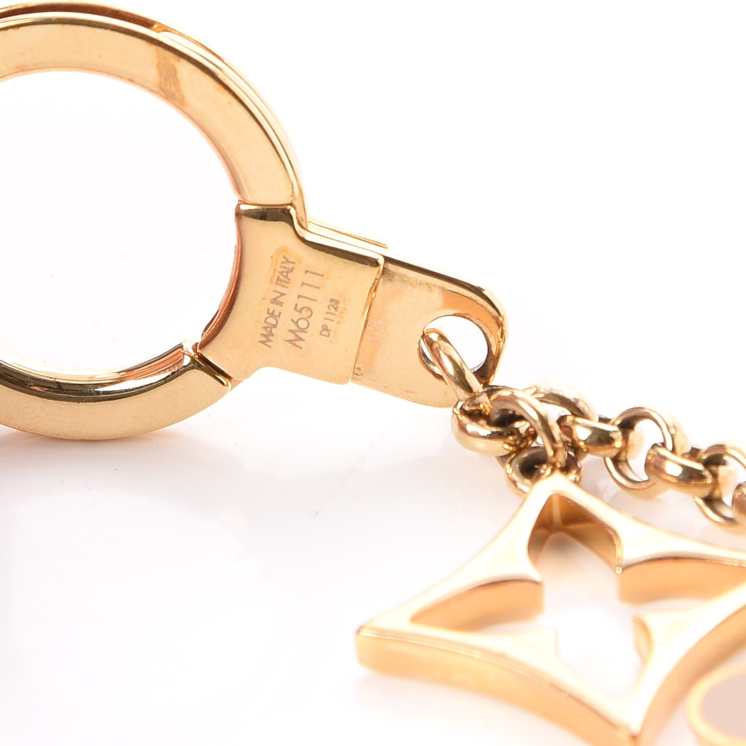 Louis Vuitton Brass Enamel Fleur De Monogram Bag Charm Chain Gold 3 of 4