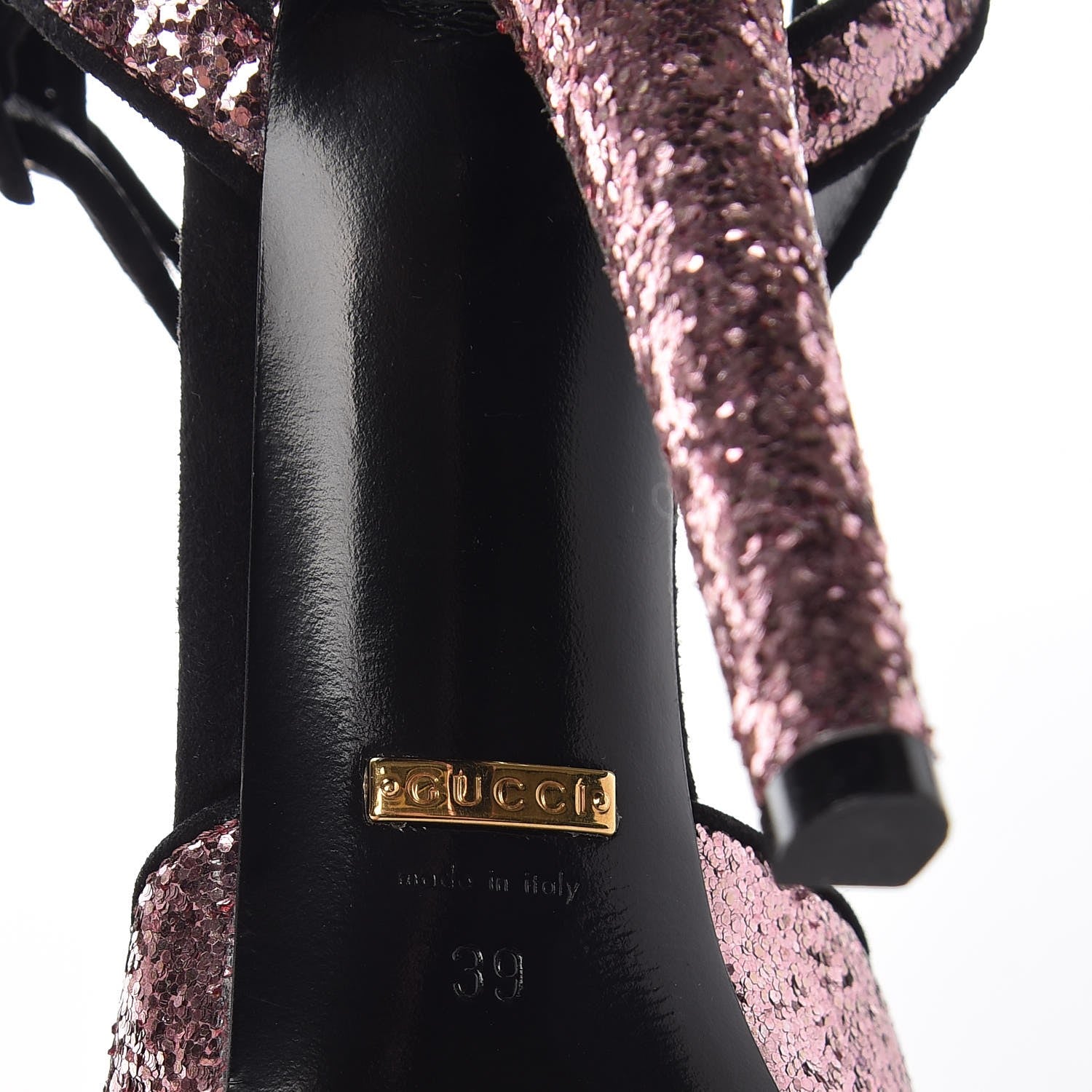 Gucci Glitter Suede Galactica Super Kid Platform Sandals 39 Soft Pink 6 of 7