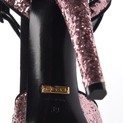 Gucci Glitter Suede Galactica Super Kid Platform Sandals 39 Soft Pink 6 of 7