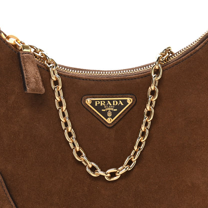 Prada Scamosciato Suede Mini Re-Edition Shoulder Bag Cacao 7 of 10