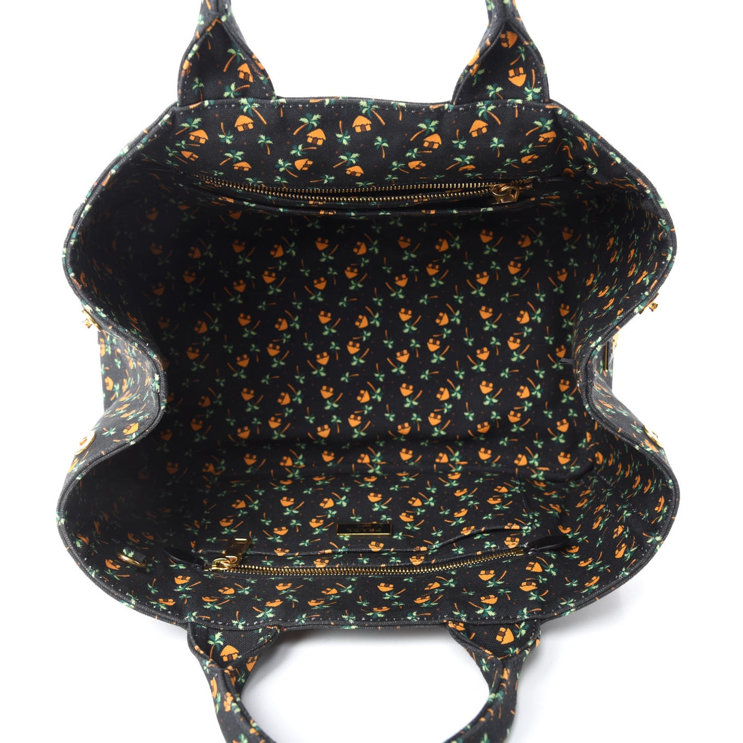 Canapa Palm Tree Print Logo Tote Black