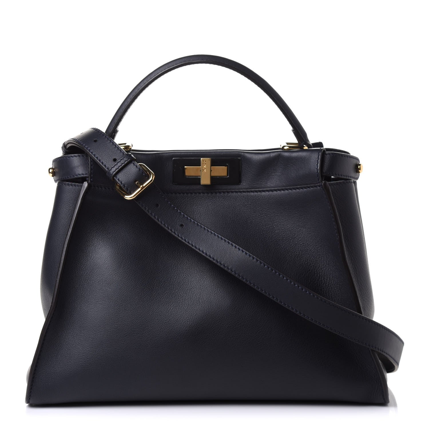 Fendi Calfskin Velvet Fun Fair Medium Peekaboo Iconic Satchel Night Blue Multicolor 1 of 11