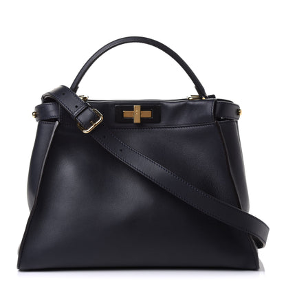 Fendi Calfskin Velvet Fun Fair Medium Peekaboo Iconic Satchel Night Blue Multicolor 1 of 11