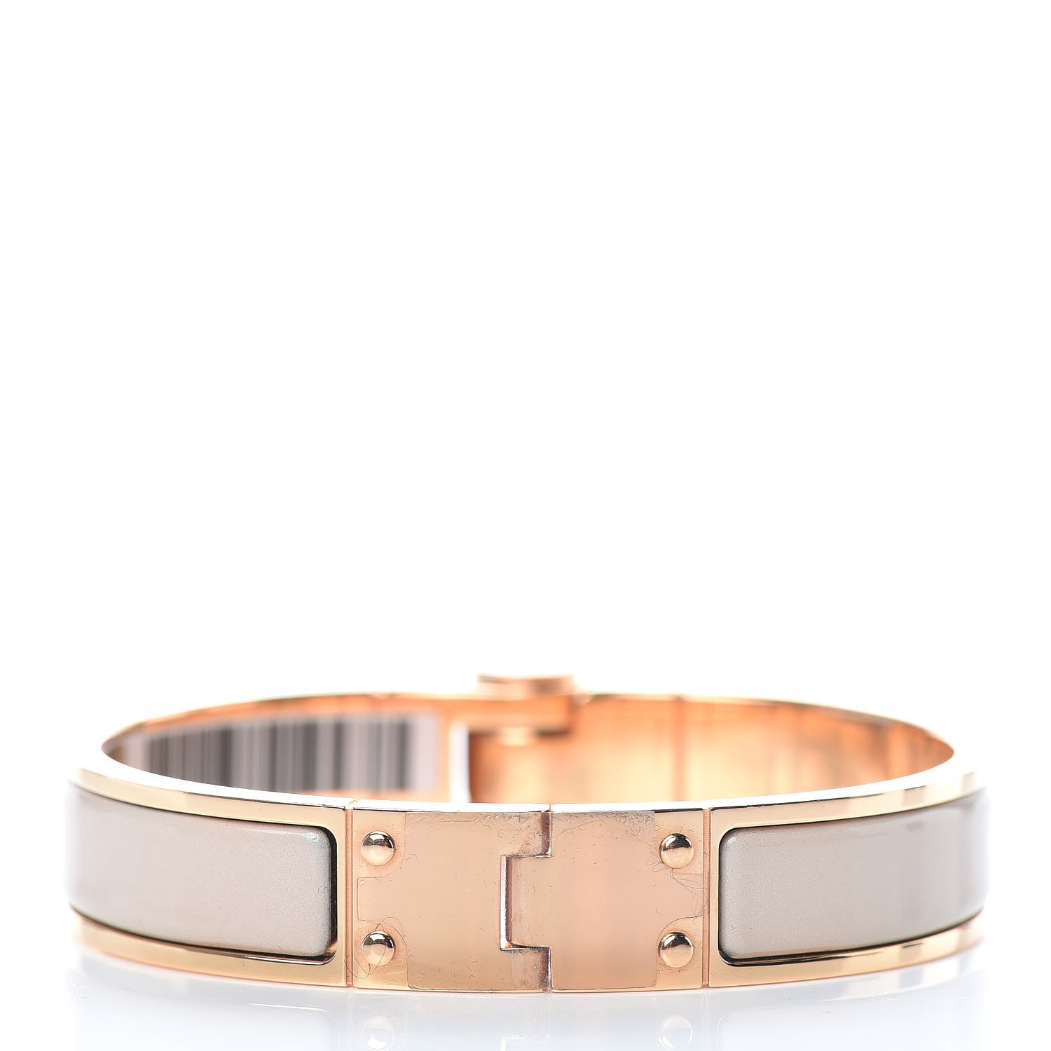 Hermes Enamel Charniere Uni Narrow Hinged Bracelet S Beige Rose 3 of 5