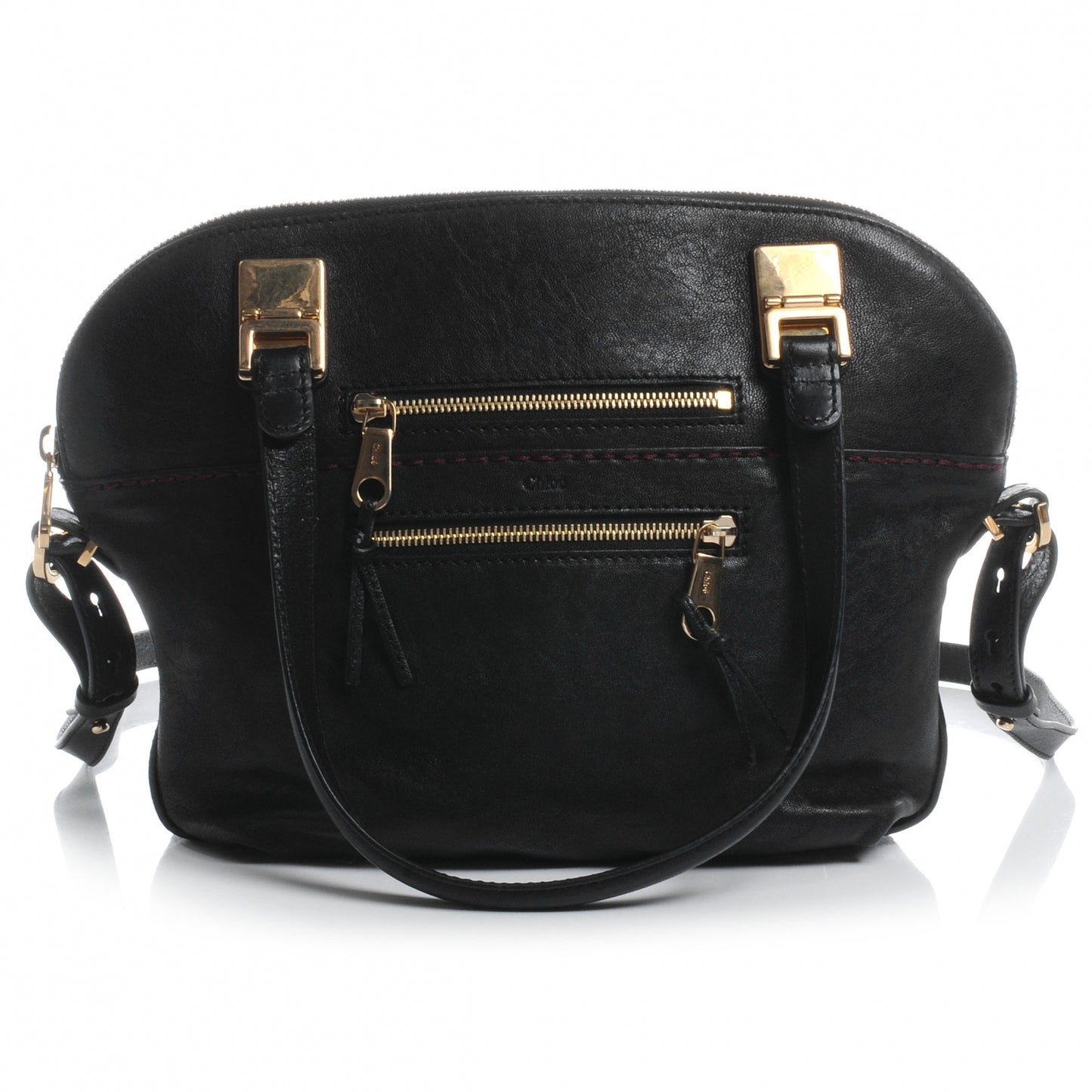Leather Medium Angie Shoulder Bag Black