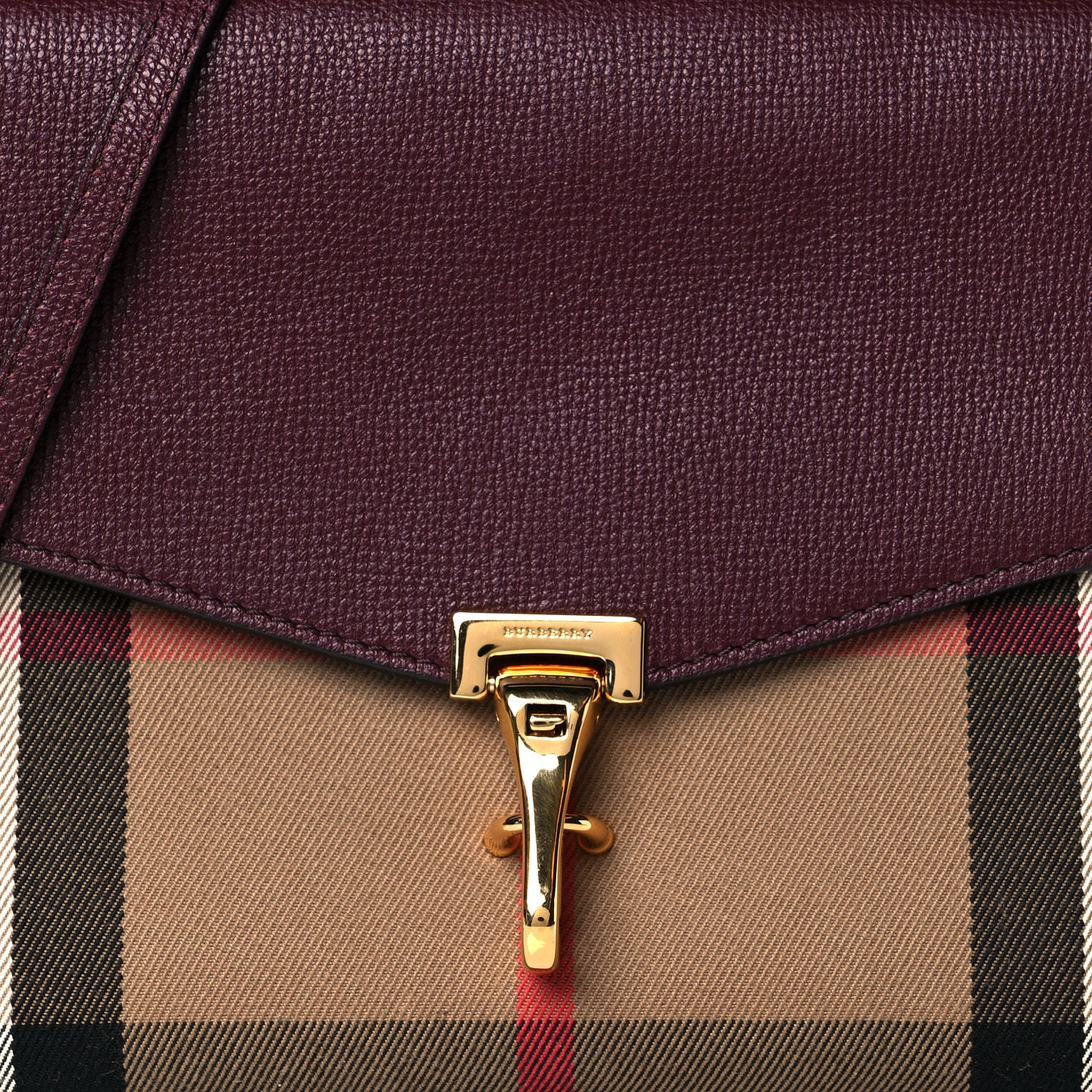 Derby Calfskin House Check Small Macken Crossbody Bag Mahogany Red