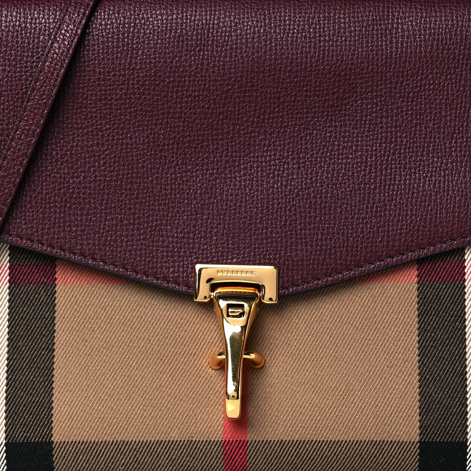 Burberry Derby Calfskin House Check Small Macken Crossbody Bag Mahogany Red 7 of 9