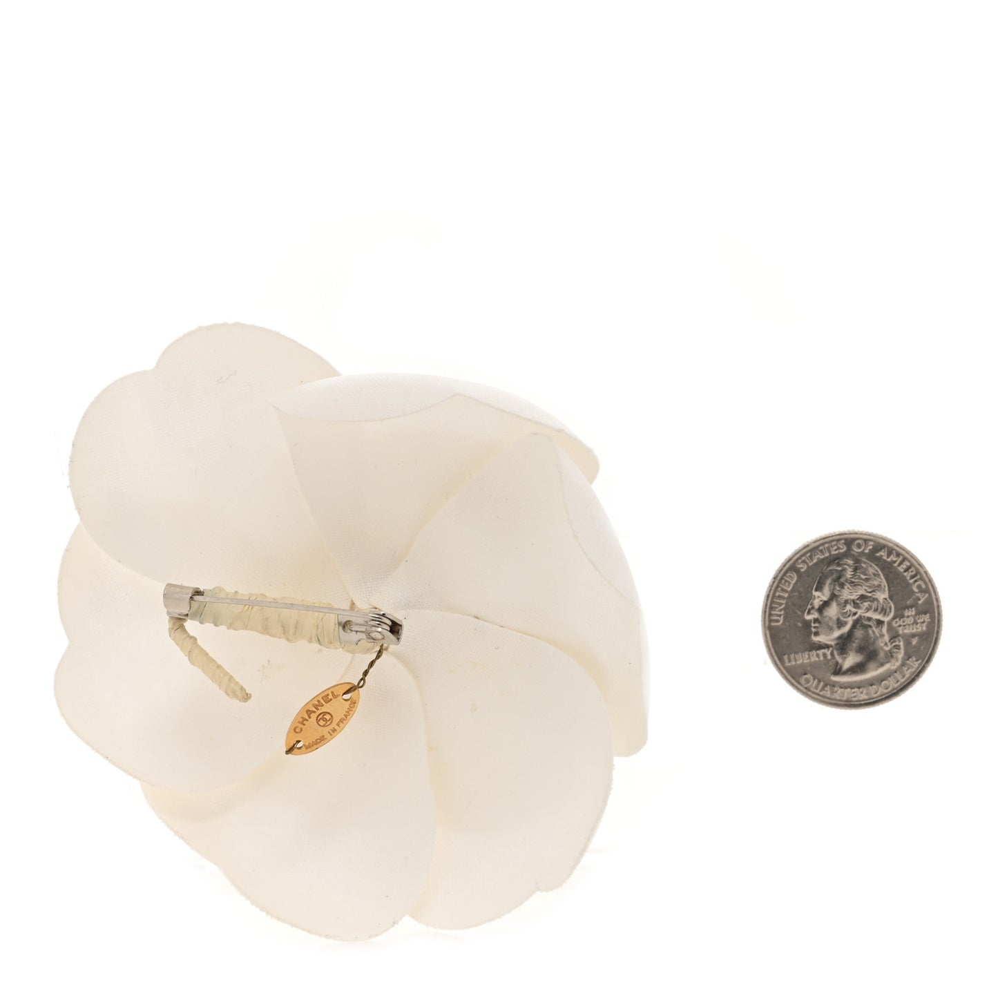 Silk Taffeta Camellia Brooch Pin White
