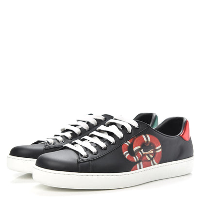 Gucci Calfskin Kingsnake Mens Ace Sneakers 9.5 Black Multicolor 3 of 9
