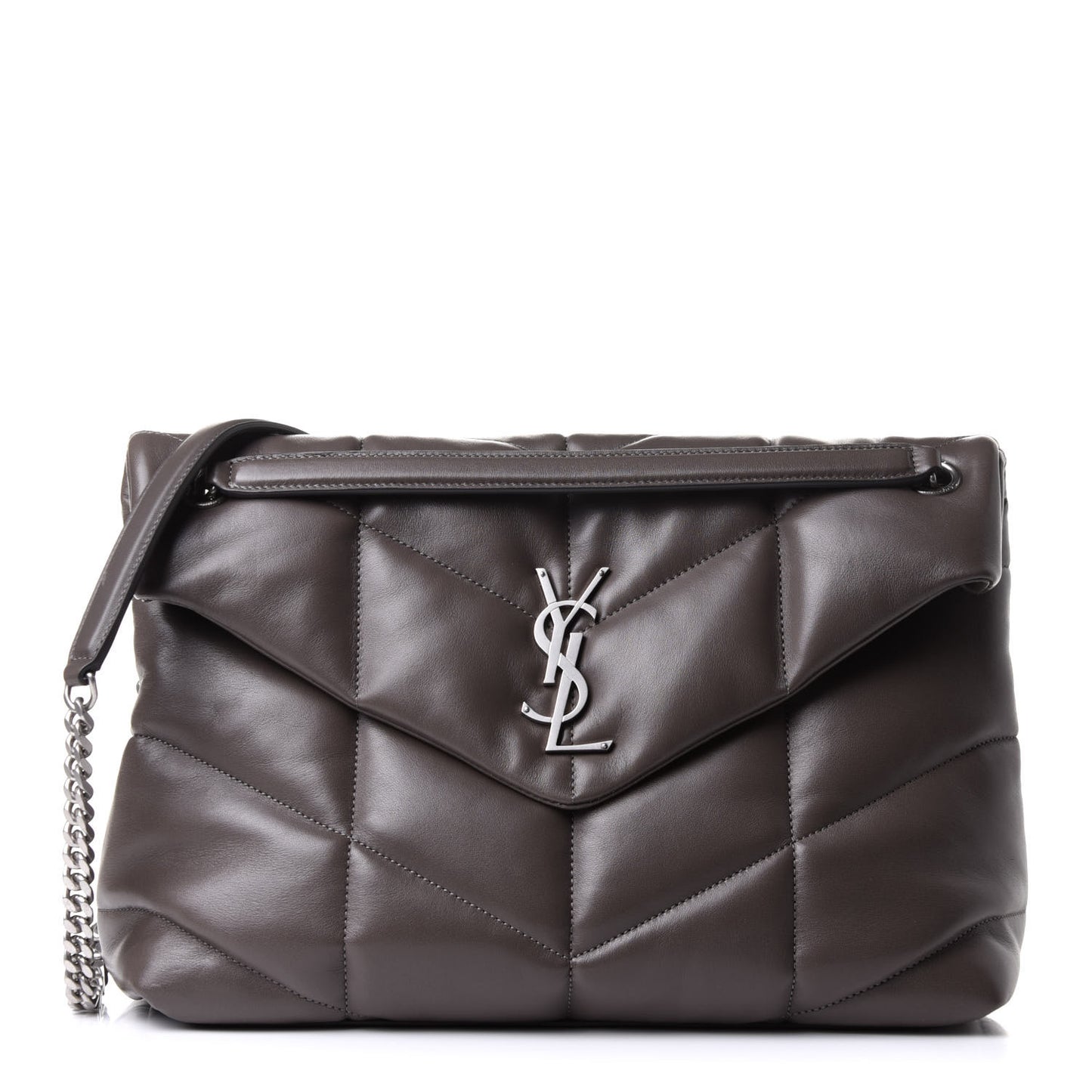 Calfskin Y Quilted Monogram Medium Loulou Chain Satchel Concrete