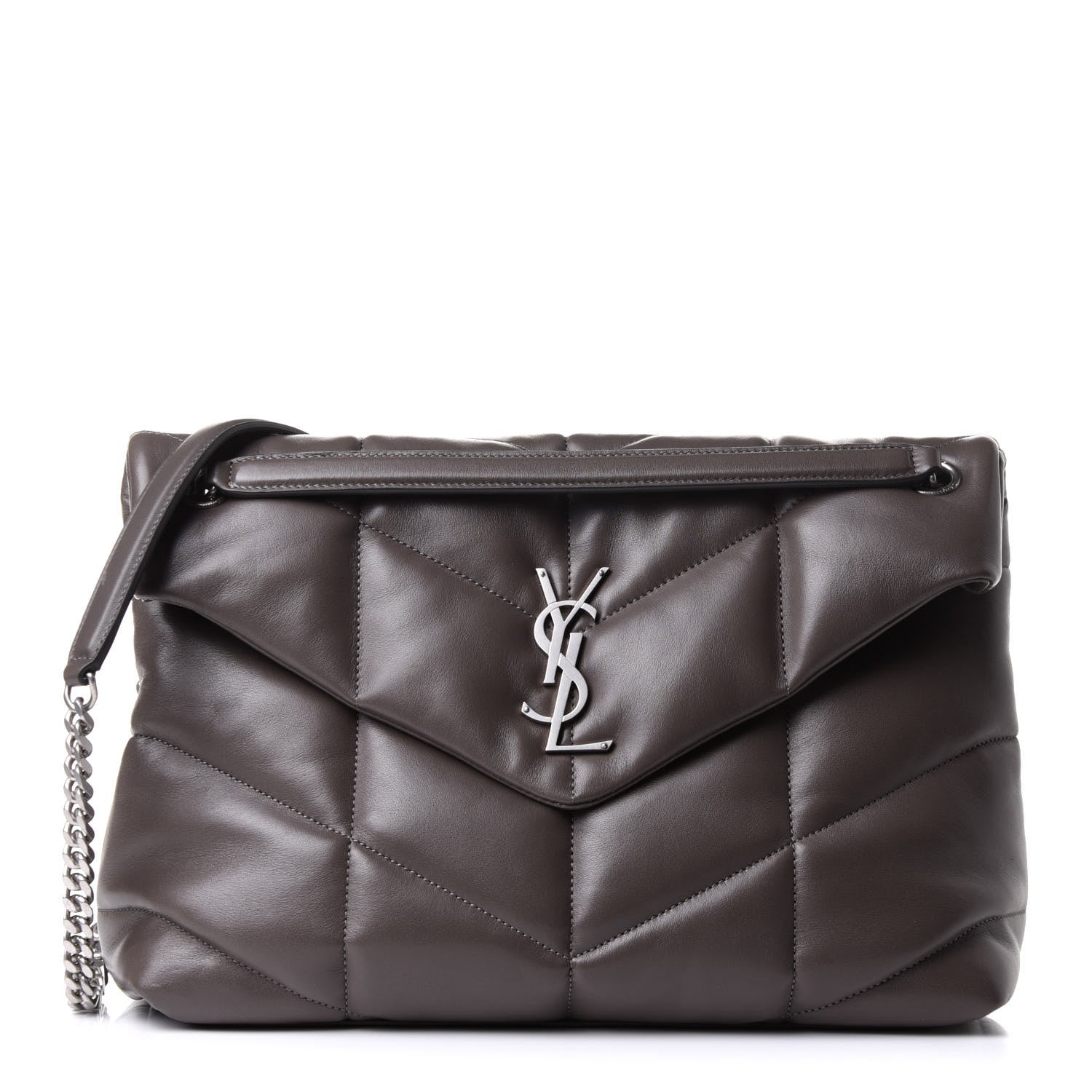 Saint Laurent Calfskin Y Quilted Monogram Medium Loulou Chain Satchel Concrete 1 of 13
