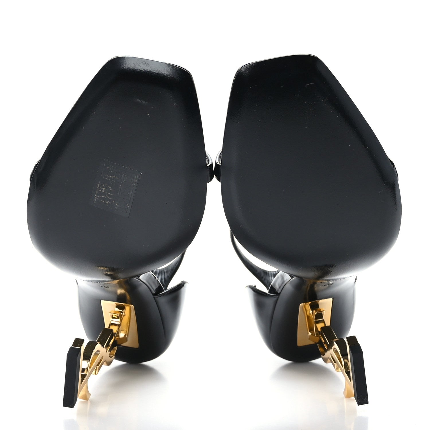 Saint Laurent Patent Calfskin Opyum 110 Sandals 40 Black Gold 5 of 7