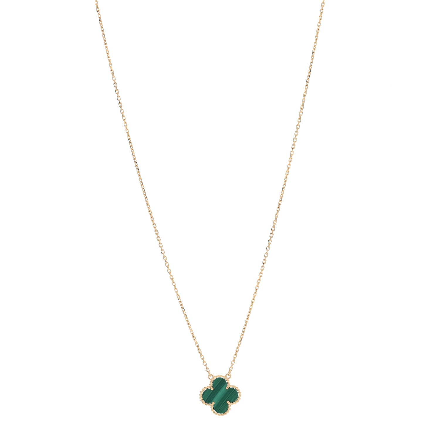 Van Cleef & Arpels 18K Yellow Gold Malachite Vintage Alhambra Pendant Necklace 1 of 5