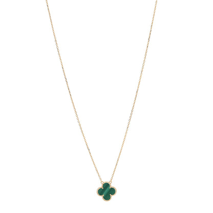 Van Cleef & Arpels 18K Yellow Gold Malachite Vintage Alhambra Pendant Necklace 1 of 5