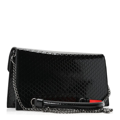 Christian Louboutin Jurassic Snakeskin Embossed Loubi54 Crossbody Clutch Black 3 of 9
