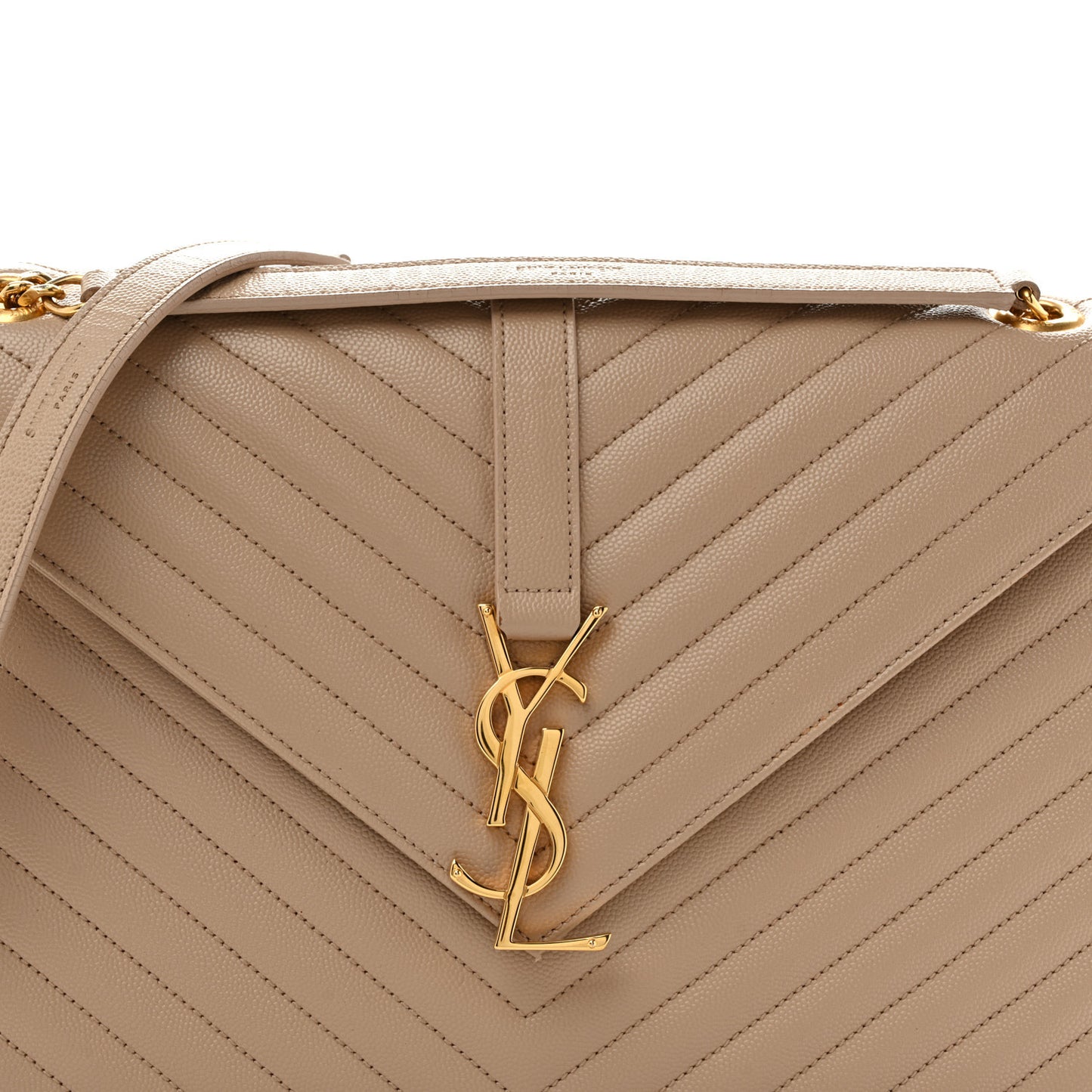 Grain De Poudre Matelasse Chevron Large Monogram Satchel Dark Beige