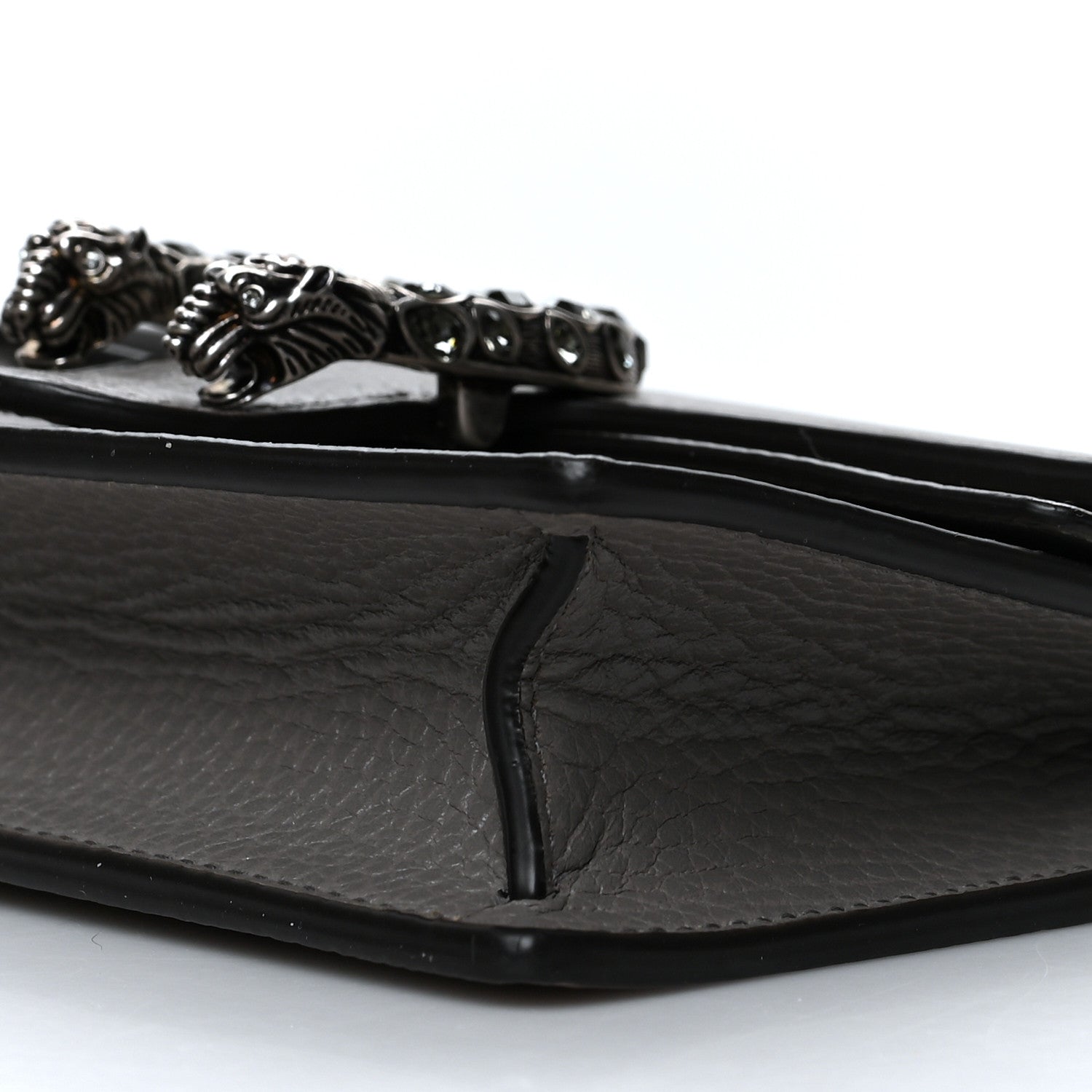 Gucci Dollar Calfskin Crystal Super Mini Dionysus Shoulder Bag Dusty Grey Black Diamond 9 of 9