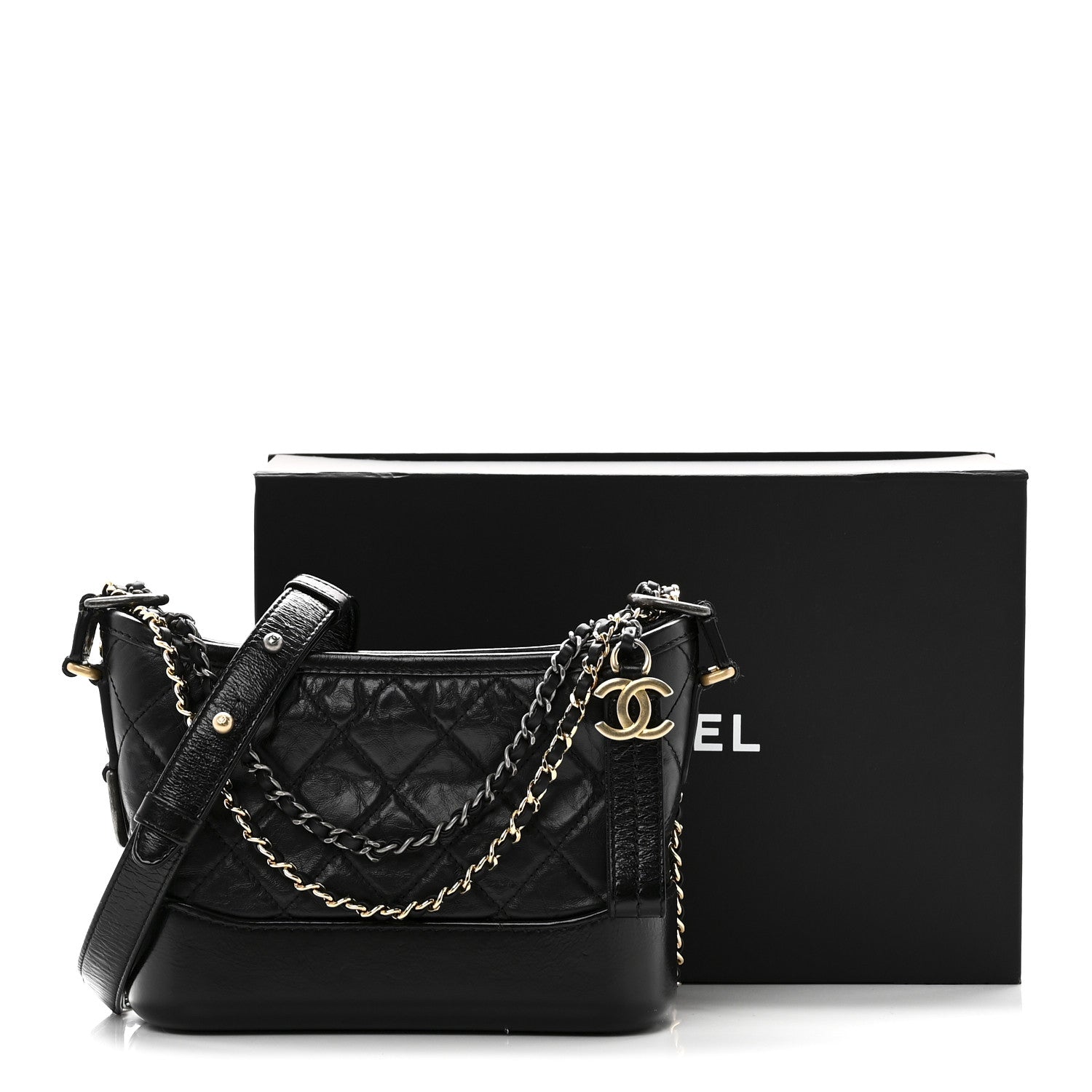 Chanel Aged Calfskin Quilted Small Gabrielle Hobo Black 11 of 11