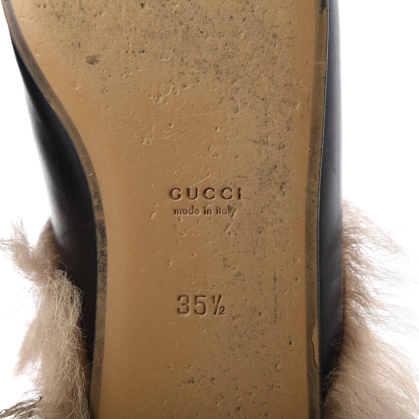 Calfskin Fur Womens Princetown Slippers 35.5 Black