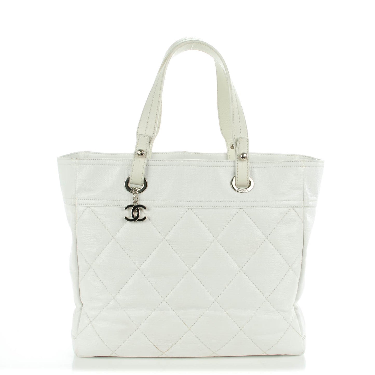 Coated Canvas Large Paris Biarritz Tote White