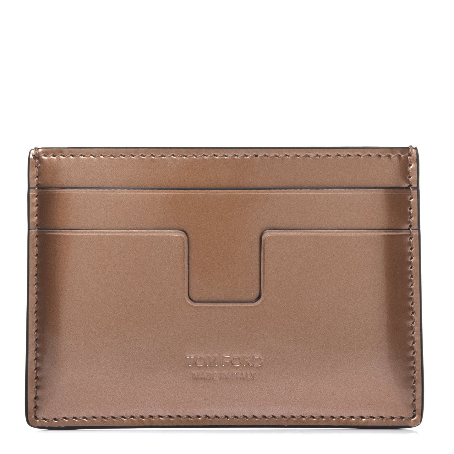 Metallic Calfskin Card Holder Gold
