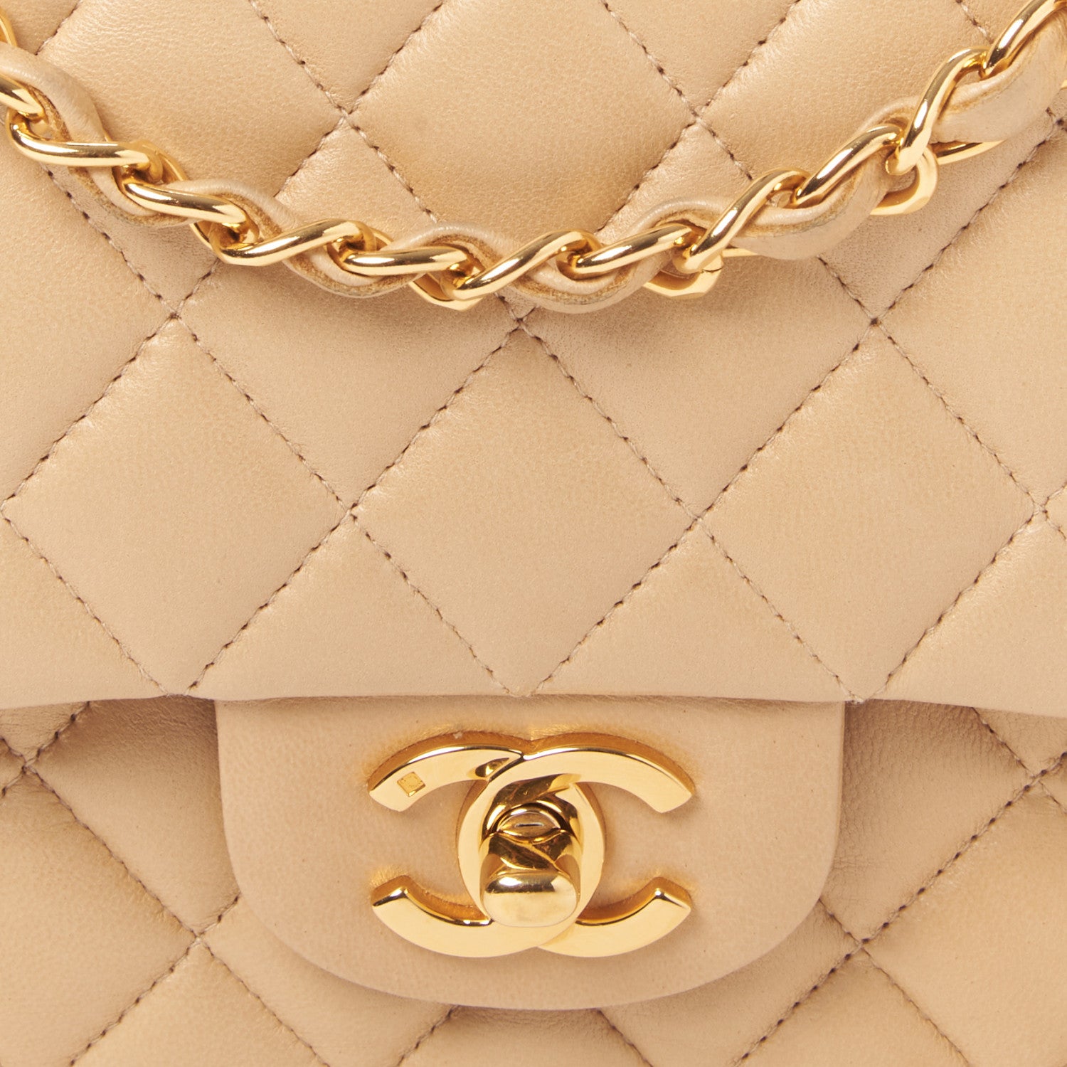 Chanel Lambskin Quilted Medium Double Flap Beige 7 of 9
