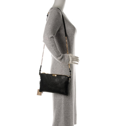 Burberry Signature Grain Calfskin Check Embossed Peyton Crossbody Clutch Bag Black 2 of 6