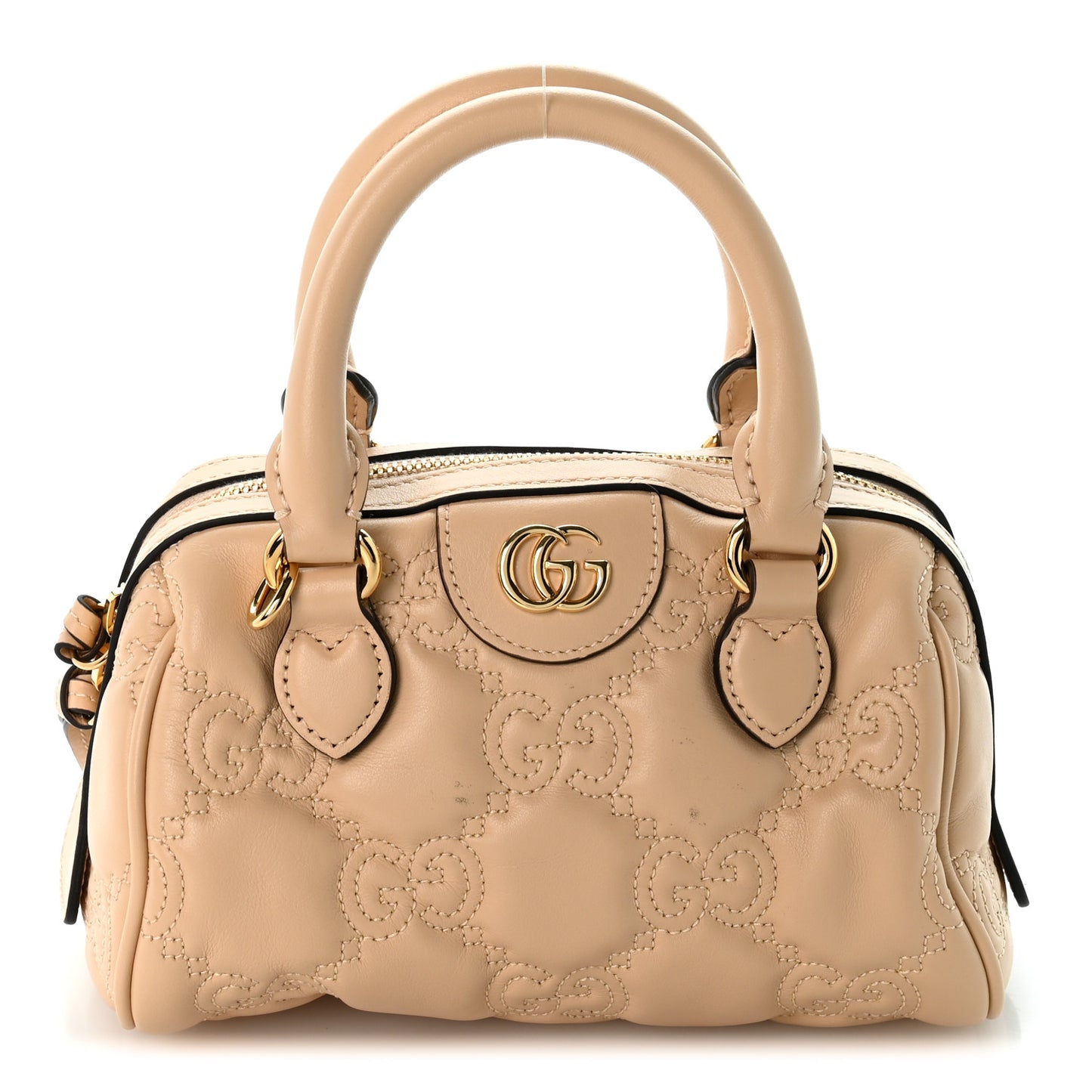Calfskin GG Matelasse Mini Bowler Bag Naturale